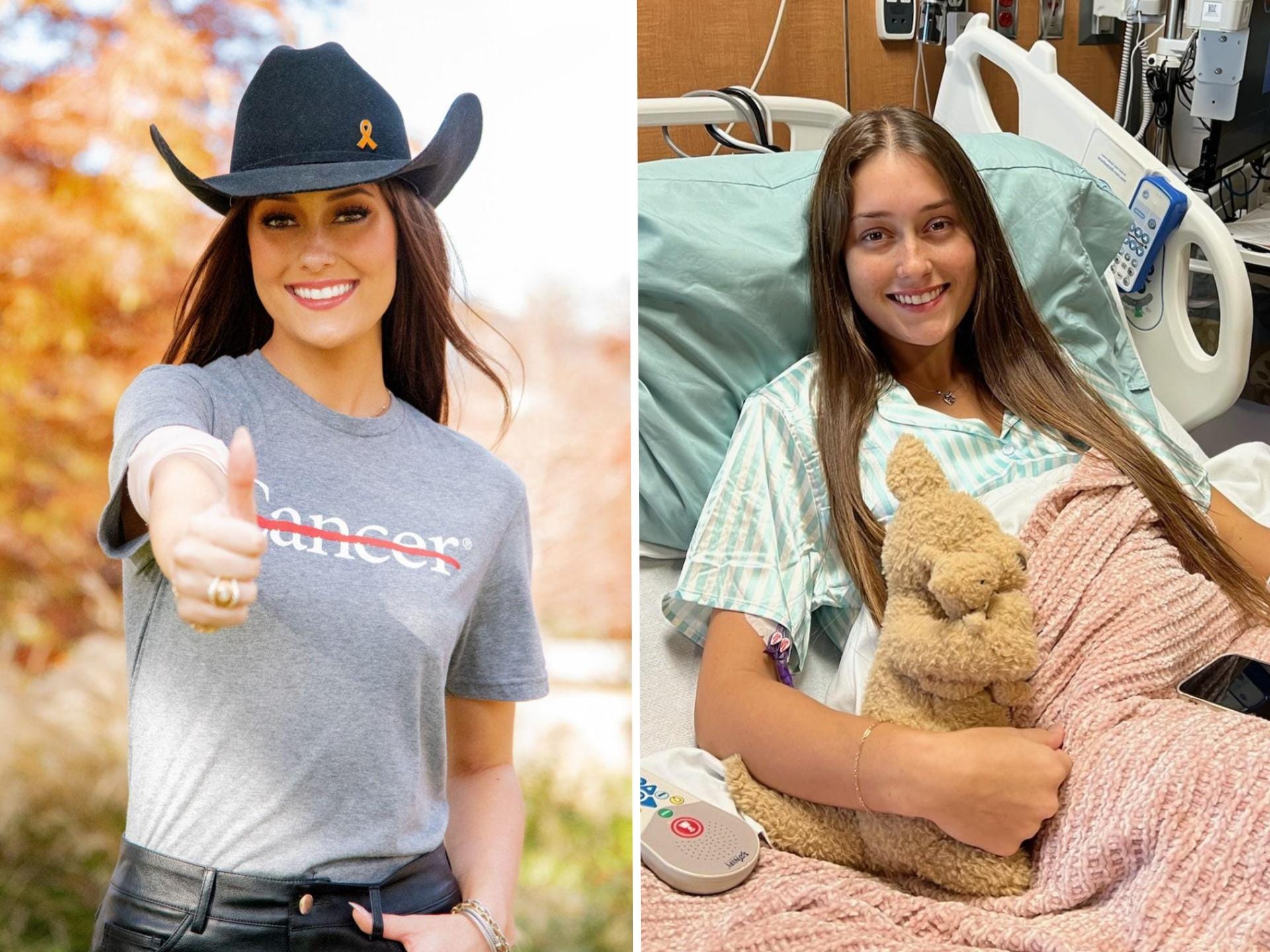 Breeze Hunter during and after treatment for acute myeloid leukemia.