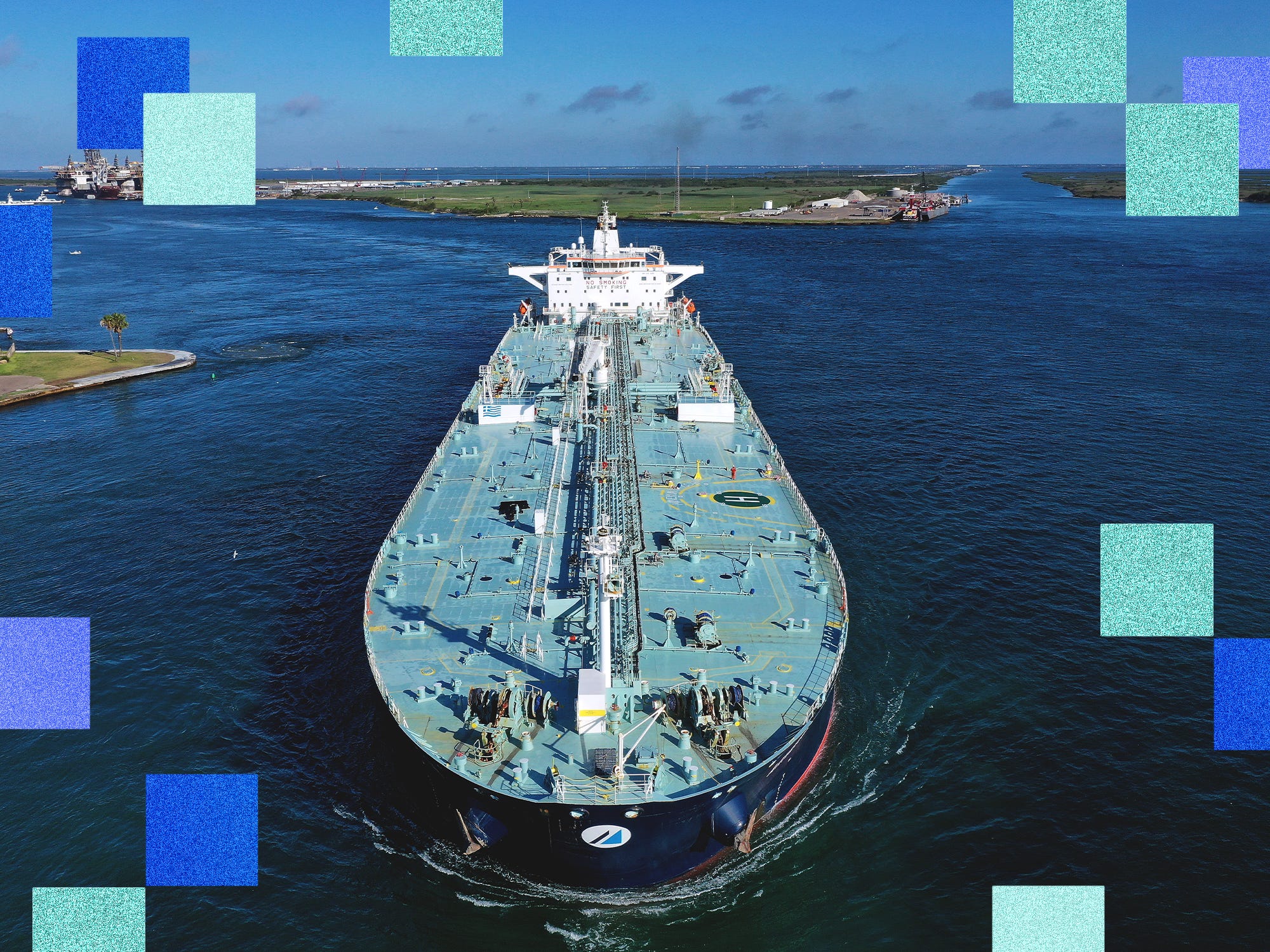 A ship goes into Port of Corpus Christi.