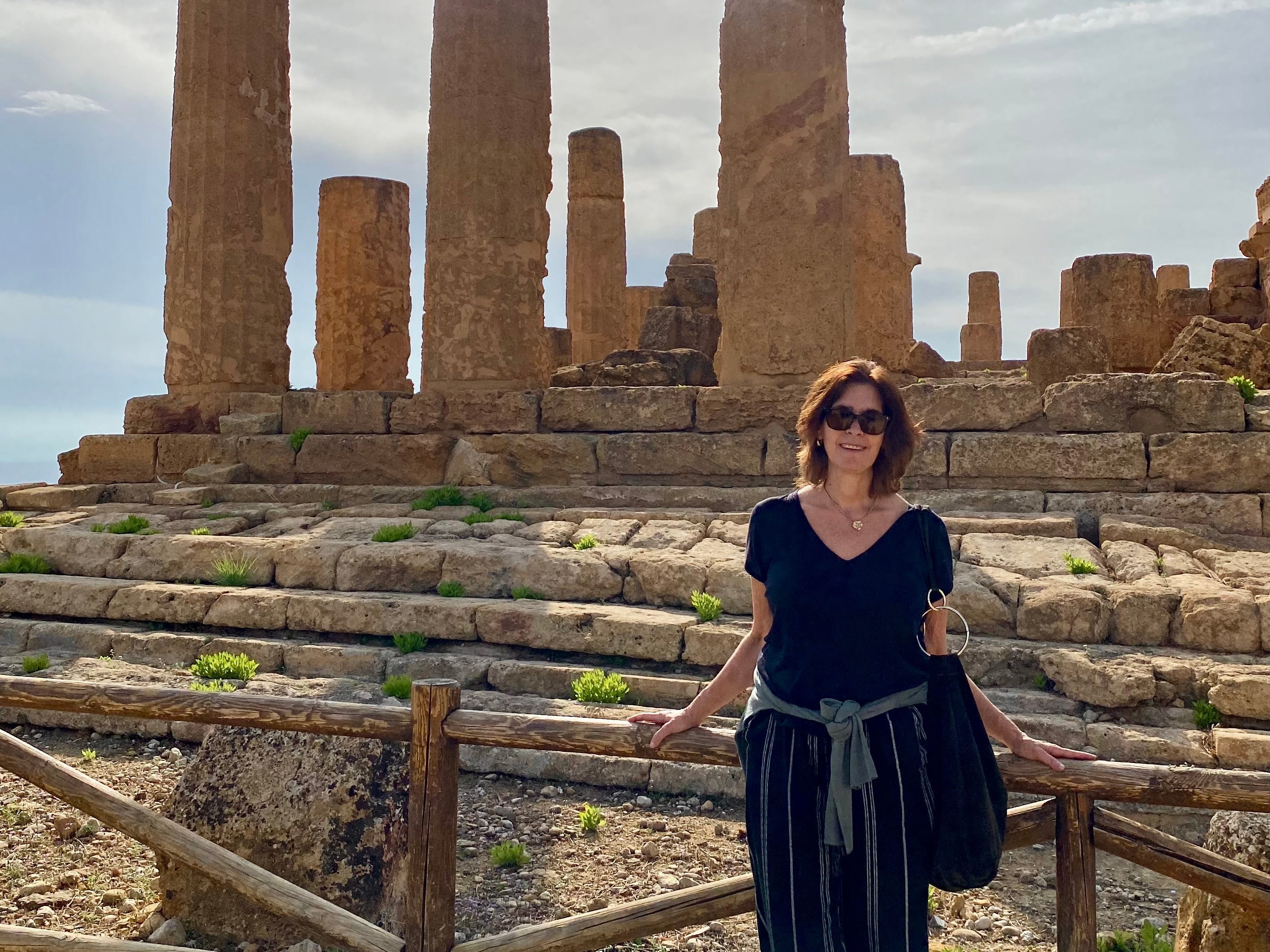 Author Allison Tibaldi smiling near Valley of the Temples