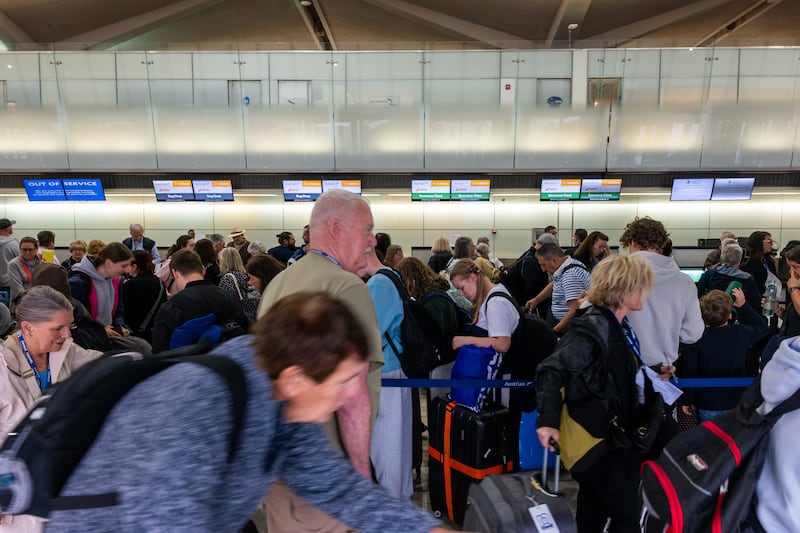 Newark’s airport has become packed with stranded travelers, who the FAA told Monday should expect their flights to be delayed by four hours if they are not outright canceled.