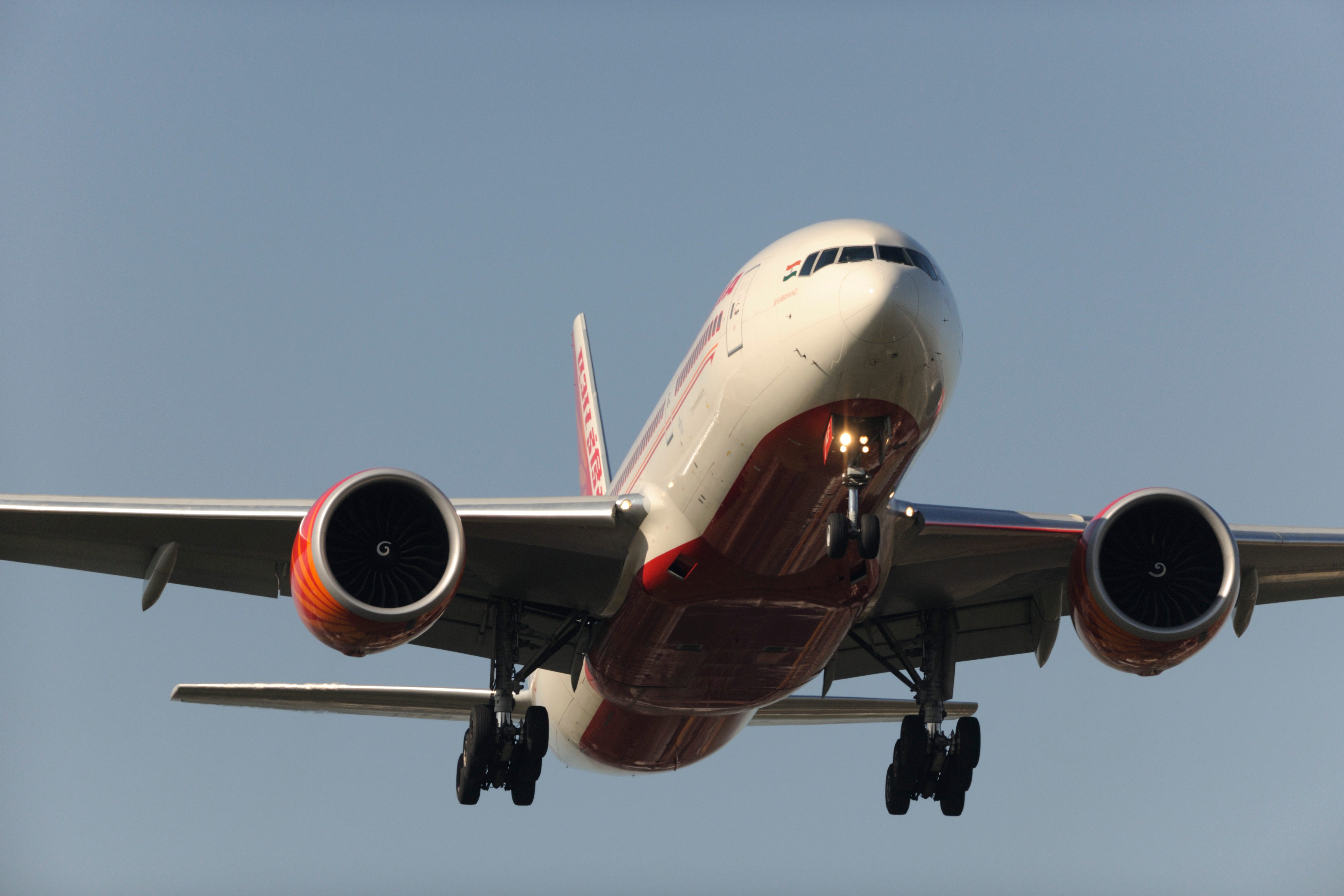 An Air India plane in the sky.