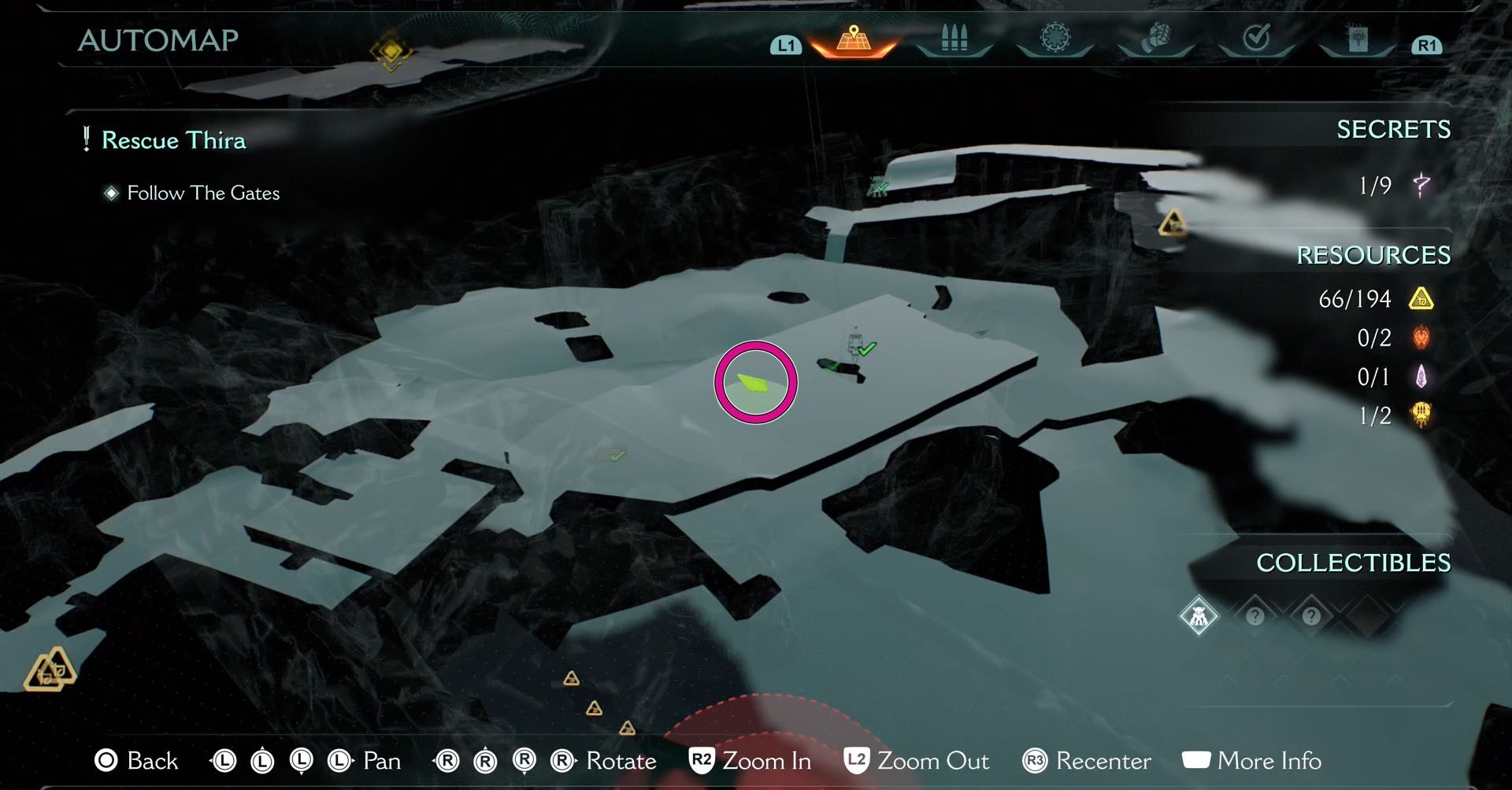 A Doom: The Dark Ages screenshot showing the location on the map of where you find the entrance to the room where the second leader in Chapter 17 is located.