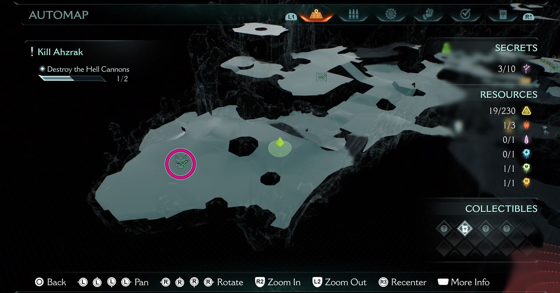 A Doom: The Dark Ages screenshot showing the location of Chapter 10’s leader on the map.