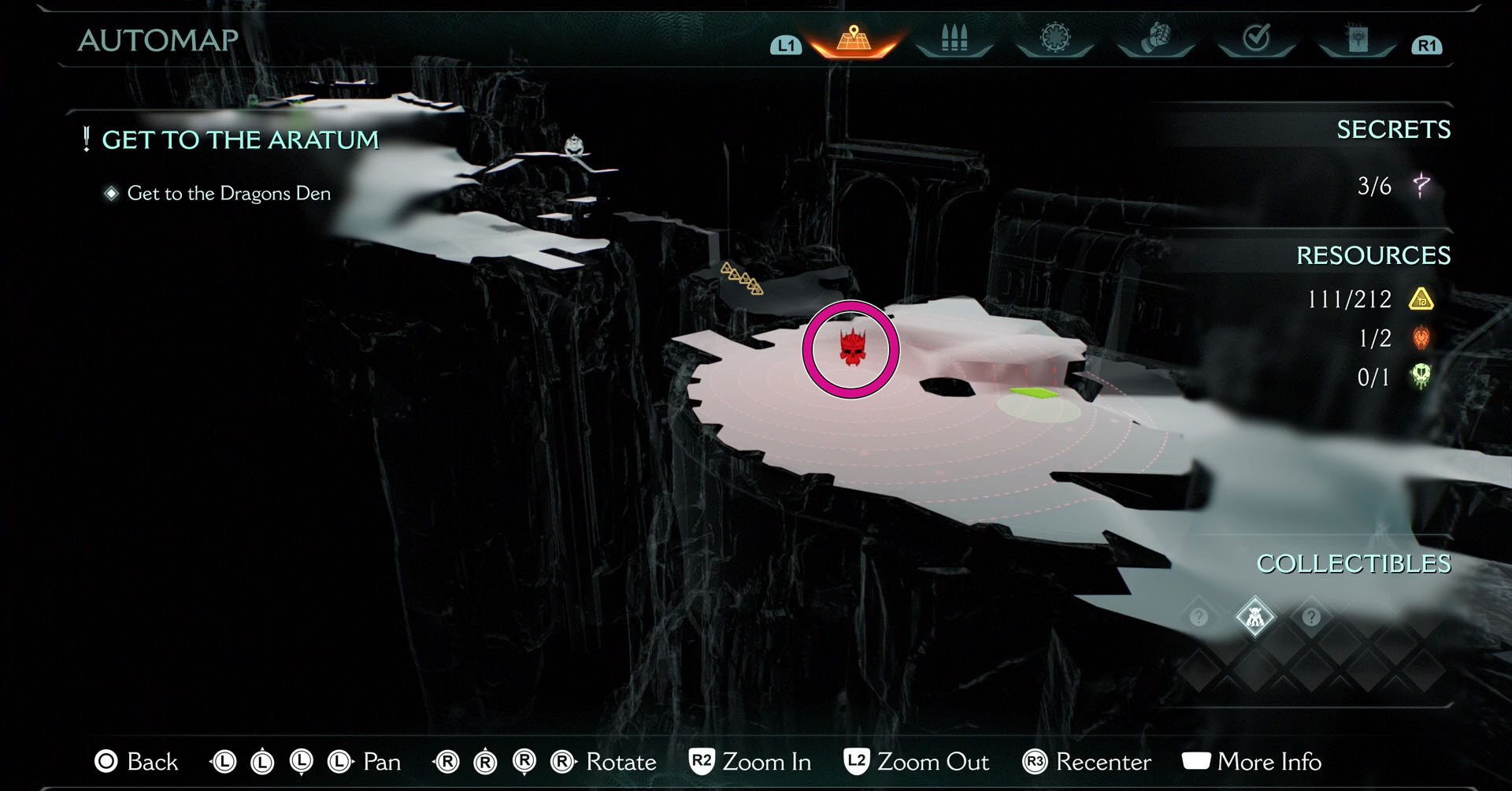 A Doom: The Dark Ages screenshot showing the leader of chapter 4 location on the map.