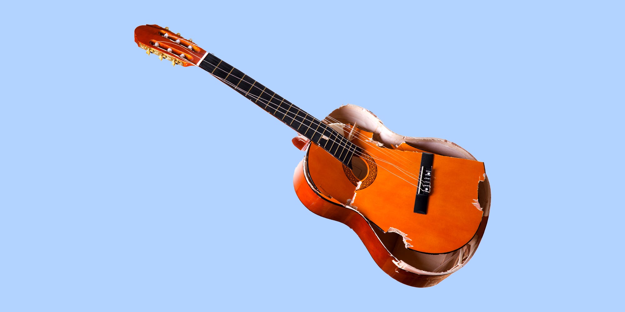 A smashed guitar.