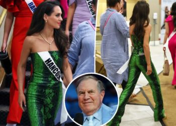 Bill Belichick’s girlfriend, Jordon Hudson, goes glam in green snakeskin pantsuit for Miss Maine pageant