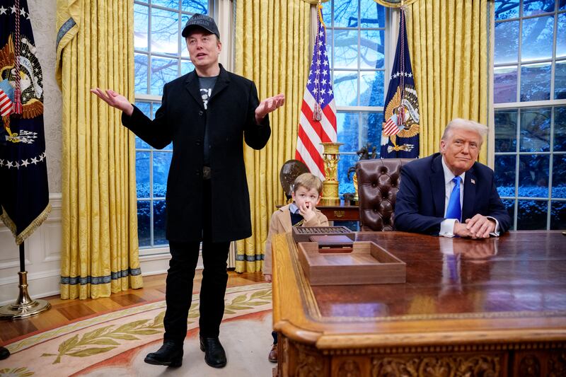 Tesla and SpaceX CEO Elon Musk, accompanied by U.S. President Donald Trump.