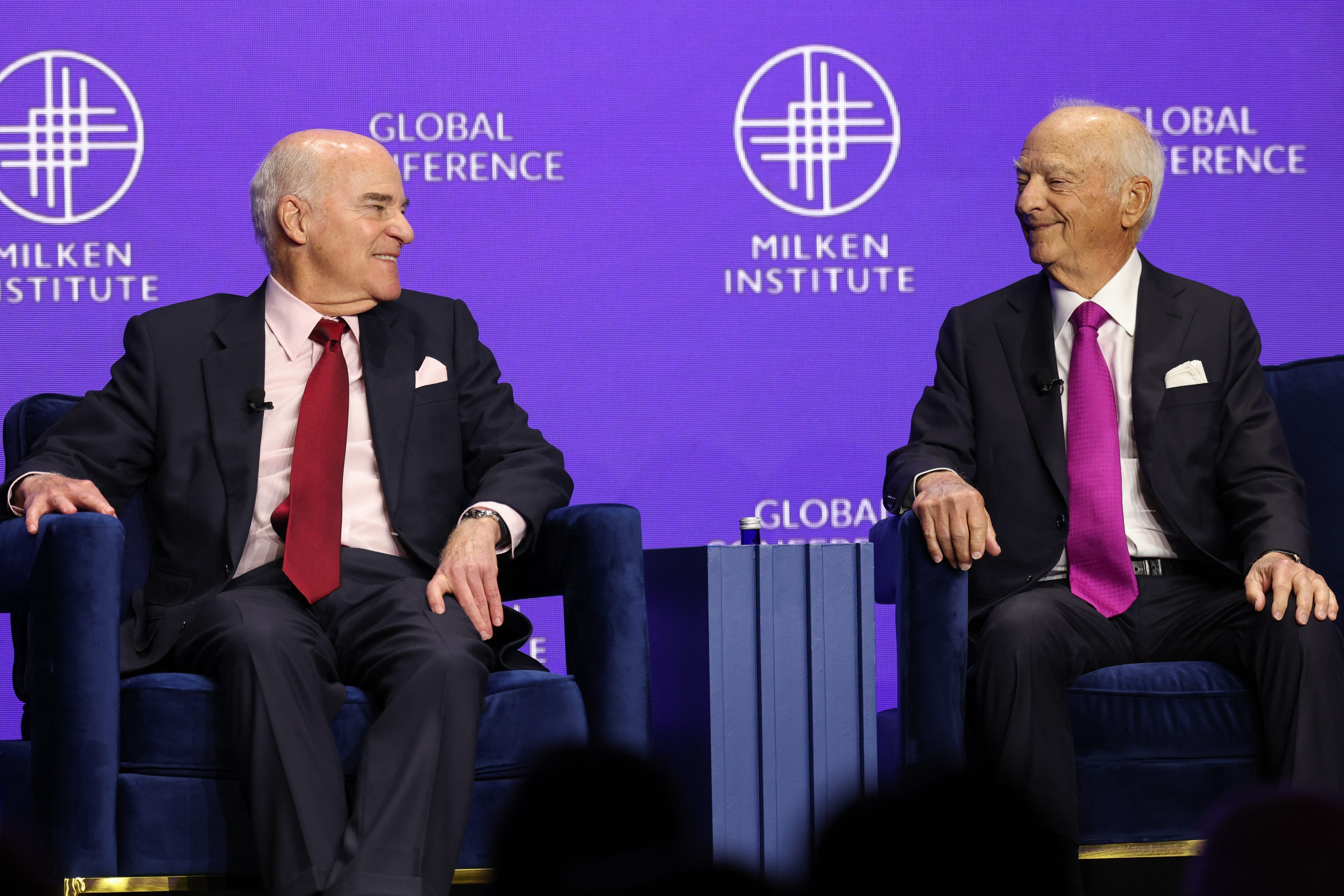 Henry Kravis, Co-Founder and Co-Executive Chairman, KKR, and George Roberts, Co-Founder and Co-Executive Chairman, KKR, speaking at Milken Institute Global Conference.