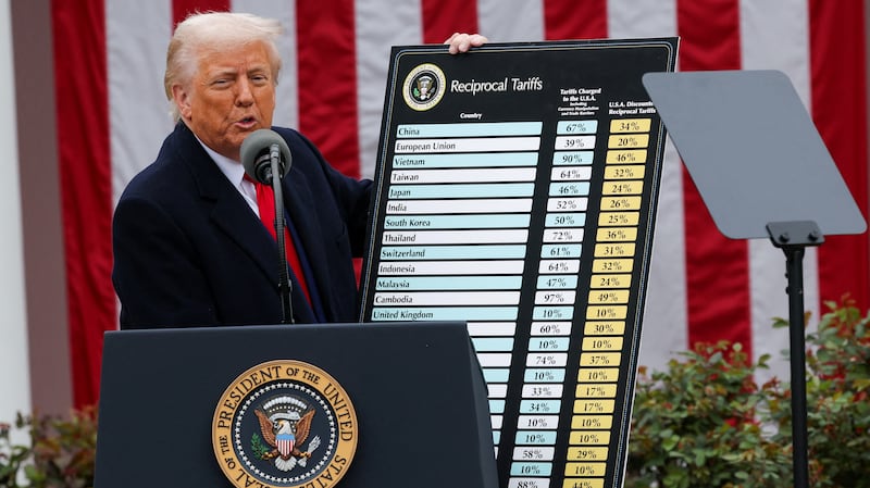 Donald Trump showing his tariff plans in the Rose Garden of the White House.