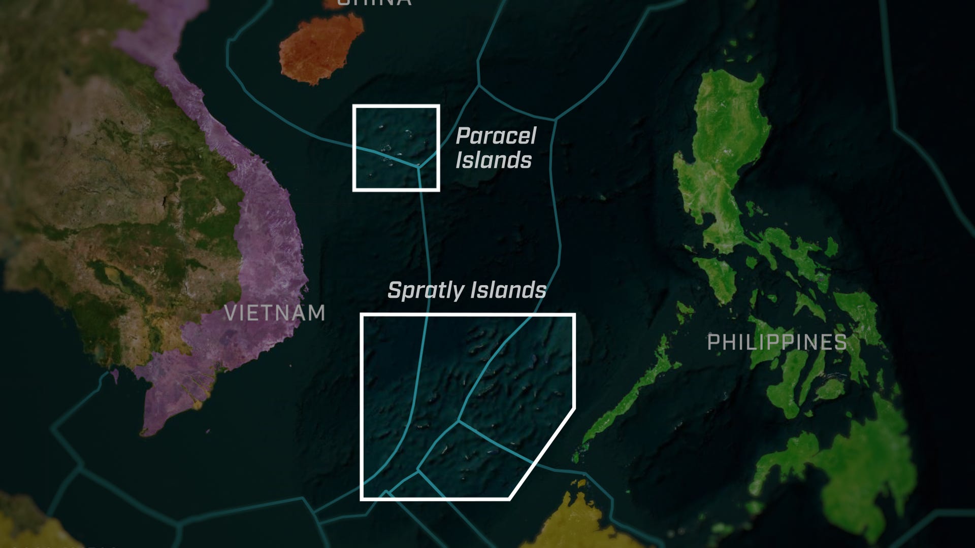 illustrated map of paracel and spratly islands
