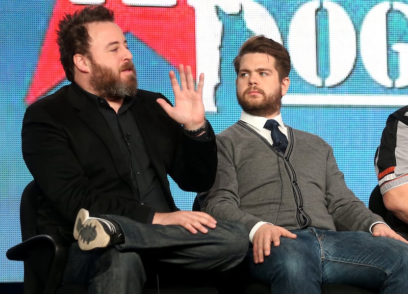 PASADENA, CA - JANUARY 04: Executive Producers Rob Worsoff (L) and Jack Osbourne speak onstage during the "Alpha Dogs" panel discussion at the National Geographic Channels portion of the 2013 Winter TCA Tour - Day 1 at Langham Hotel on January 4, 2013 in Pasadena, California. (Photo by Frederick M. Brown/Getty Images)