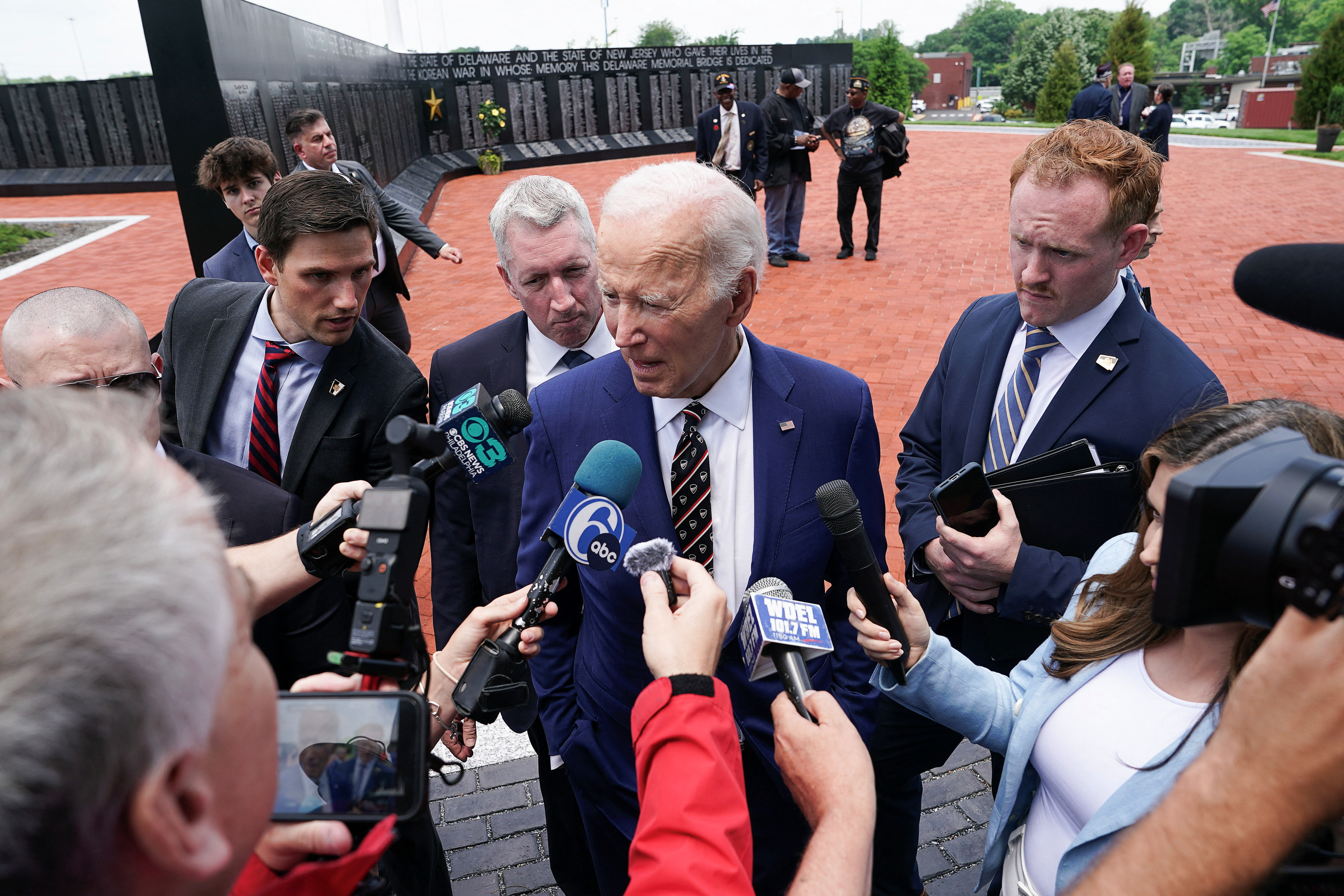 Joe Biden speaks to reporters.
