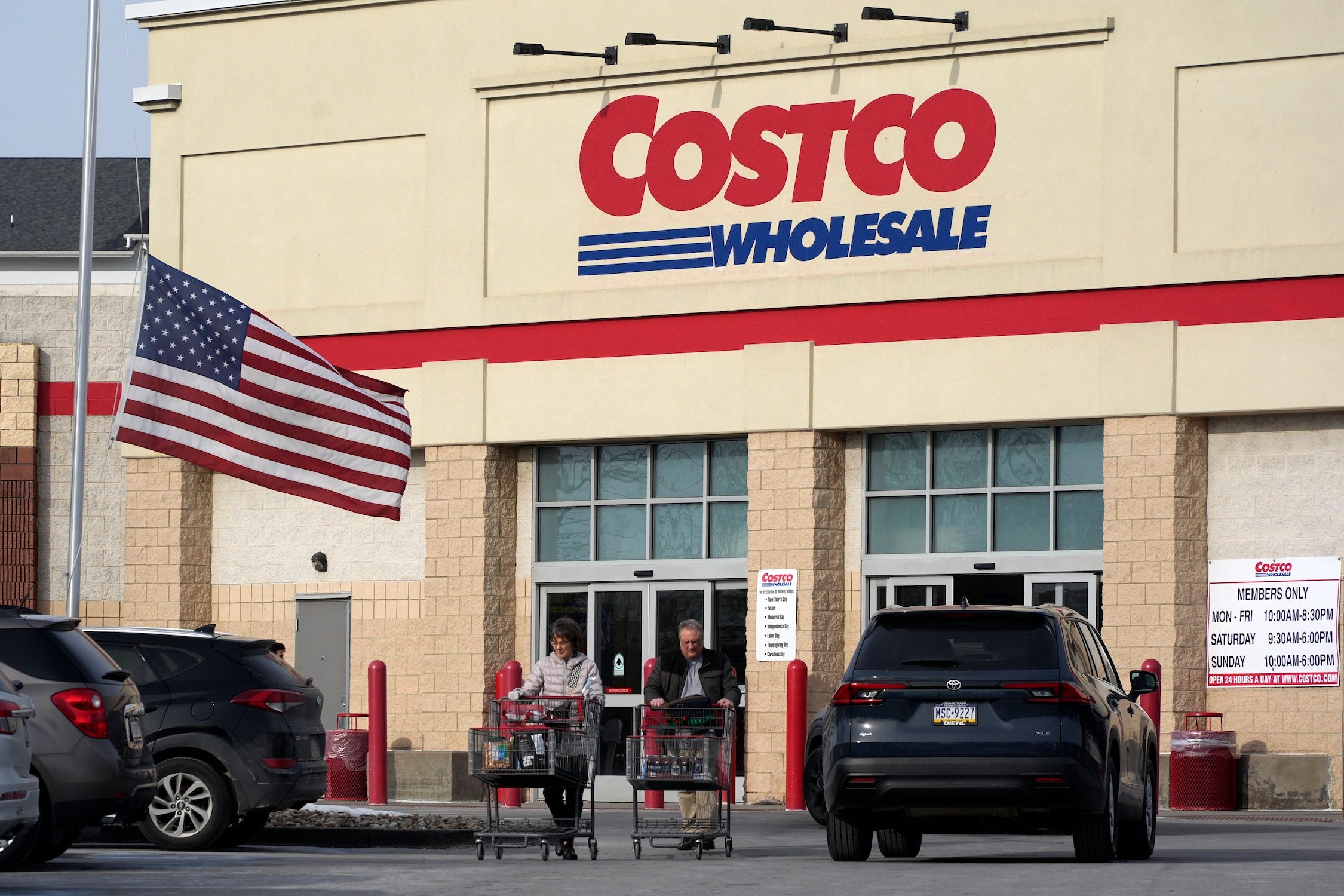Customers exit a Costco Warehouse in Pennsylvania.
