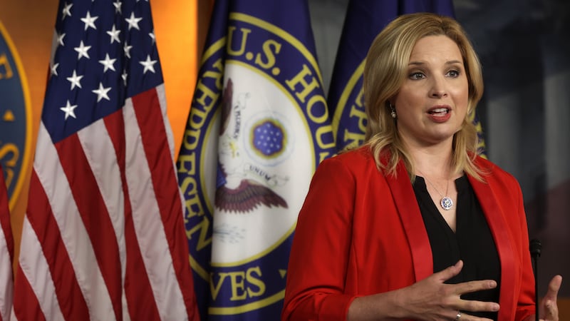 Rep. Ashley Hinson of Iowa, a Republican, was loudly booed by constituents when she touted Donald Trump and his policies.