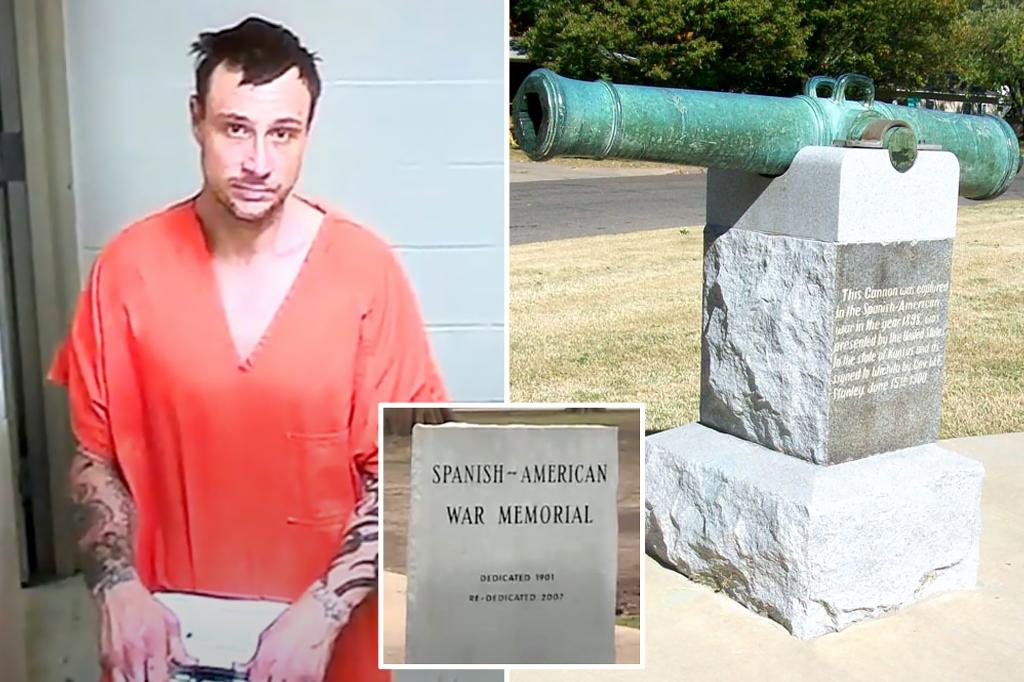 Desperate Kansas man arrested for stealing 800-pound cannon from Spanish American War to settle drug debt
