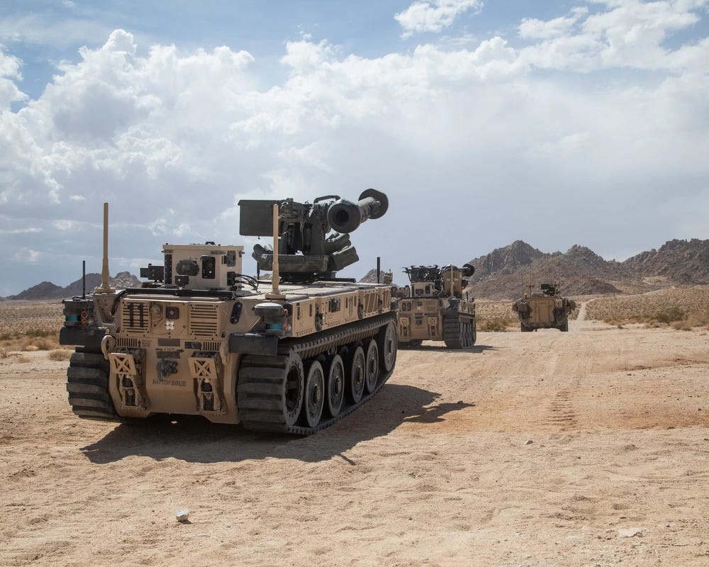 A Light Robotic Combat Vehicle prototype is seen at the National Training Center in Fort Irwin, California.