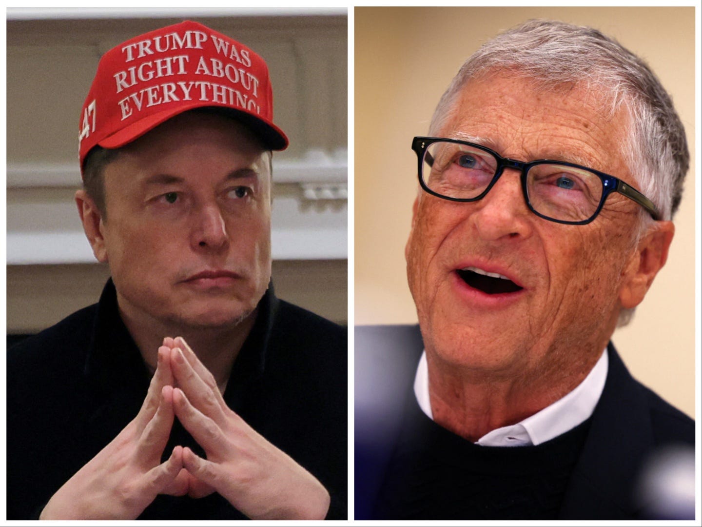 Composite image of Elon Musk and Bill Gates