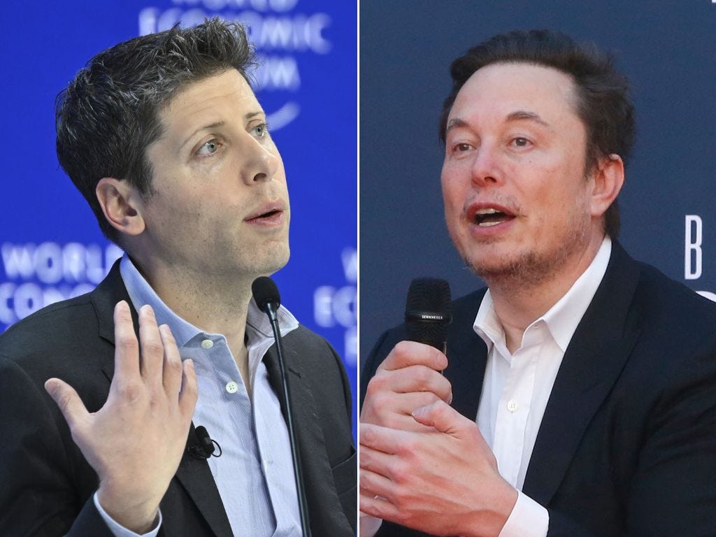 OpenAI CEO Sam Altman (left) and Elon Musk (right).