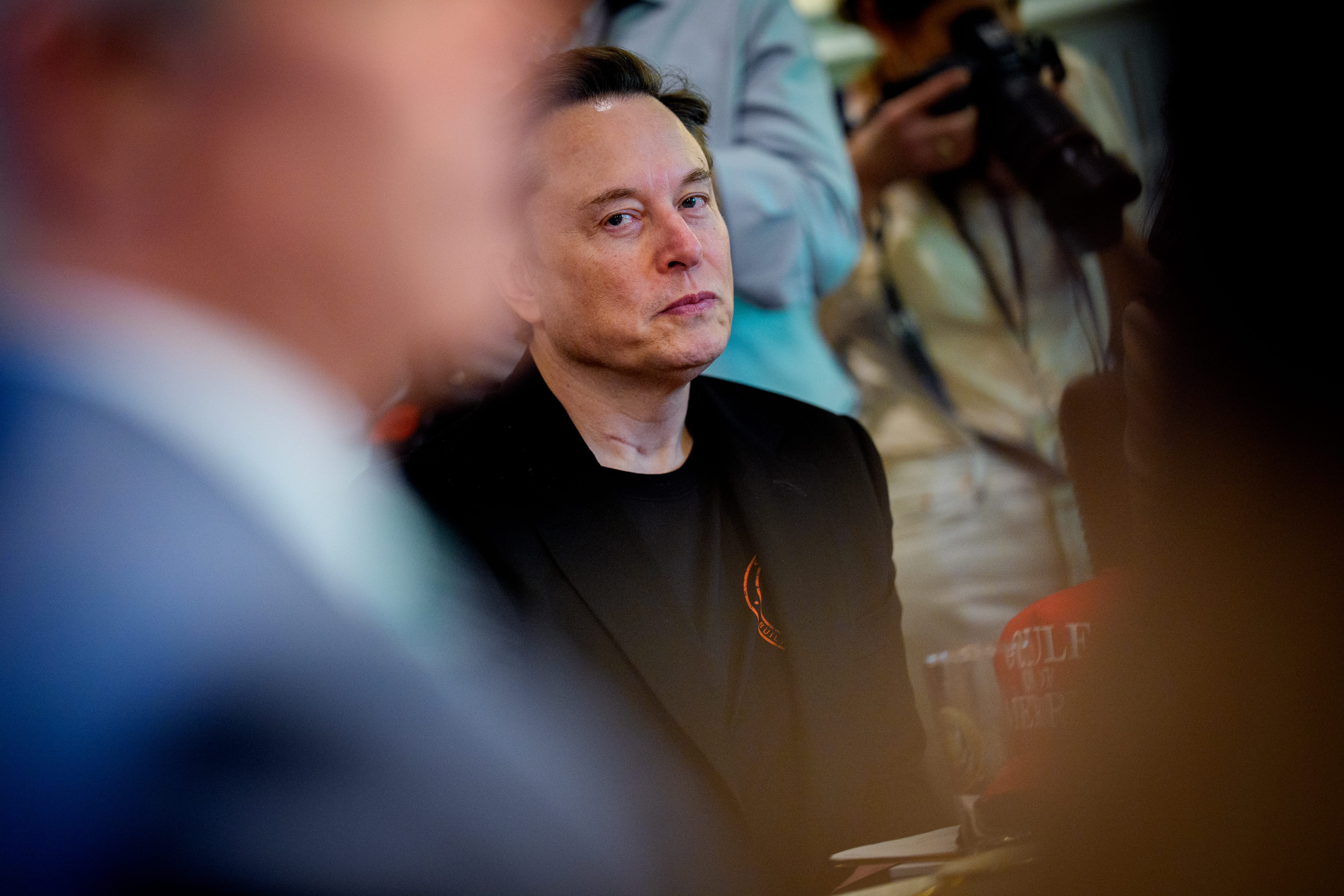 Tesla CEO Elon Musk at a Cabinet meeting at the White House in Washington, DC, on April 30, 2025.