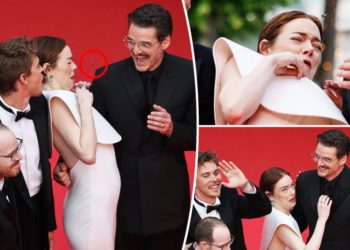Emma Stone gets attacked by bee on Cannes red carpet 