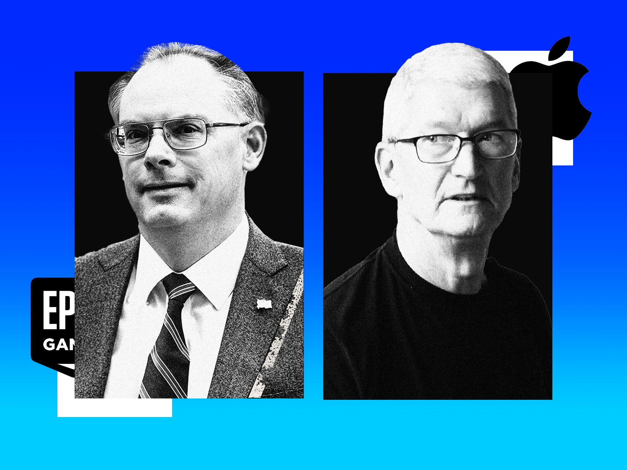 Epic Games' Tim Sweeney and Apple CEO Tim Cook