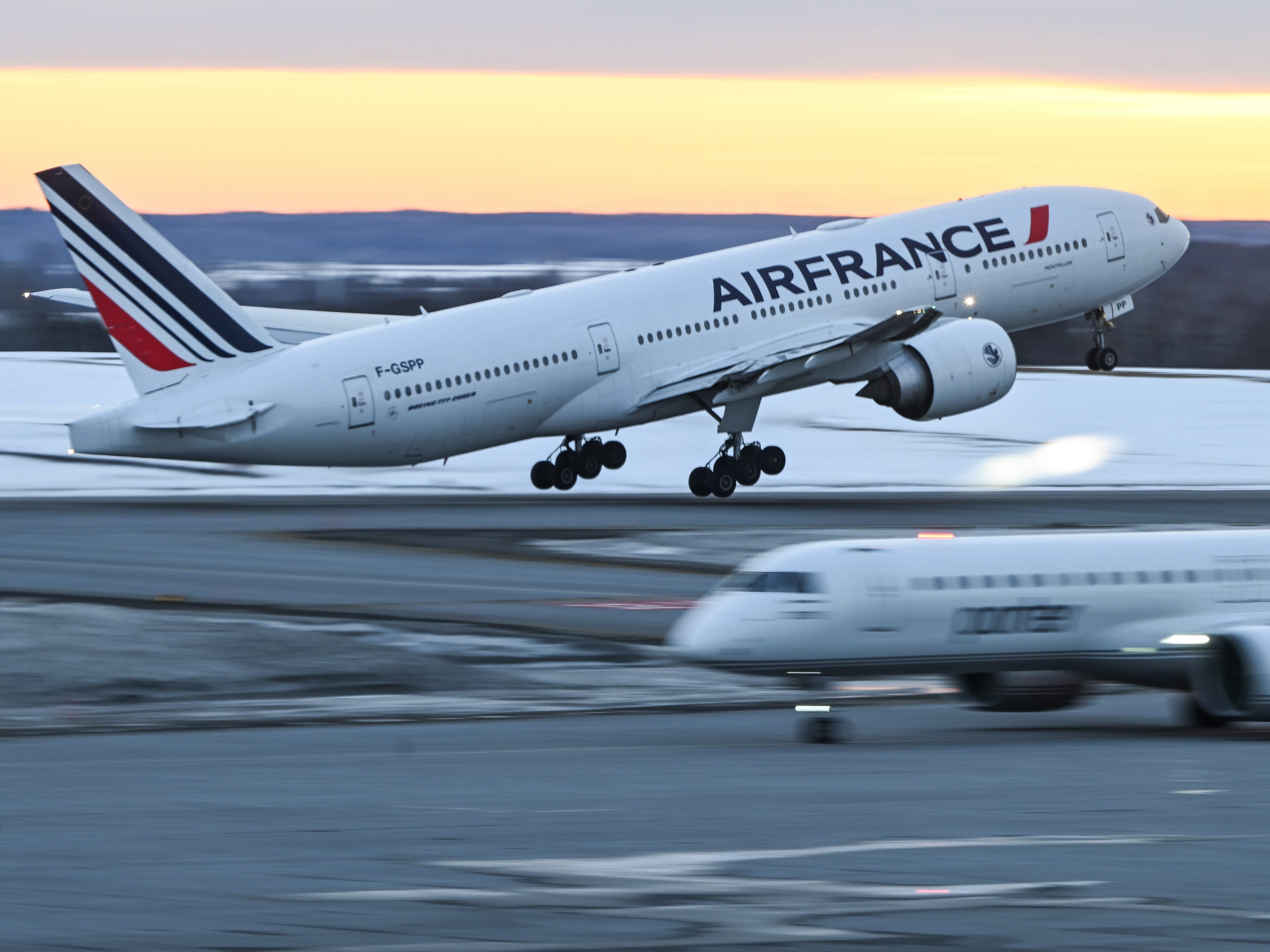 An Air France Boeing 777-228ER aircraft takes off from Ottawa MacdonaldCartier International Airport in Ontario, Canada, on March 10, 2025.