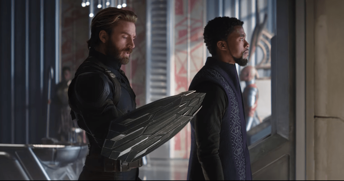 Captain America and Black Panther in the Super Bowl trailer for Avengers: Infinity War.