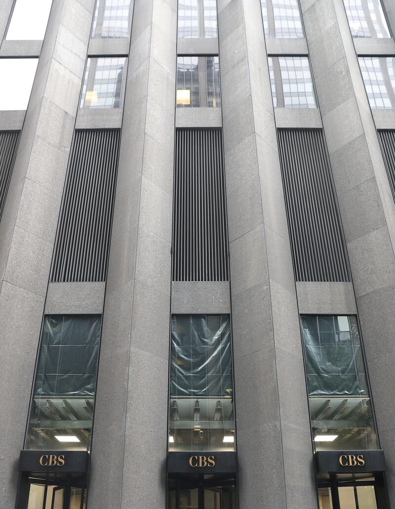 The CBS broadcasting logo is seen outside their headquarters in Manhattan, New York.