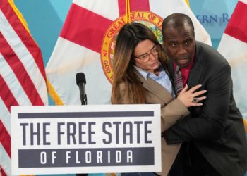 Florida surgeon general leaps onto stage and saves the day as state senator faints at presser in scary scene: video