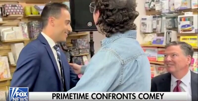 Fox News producer Johnny Belisario and former FBI Director James Comey