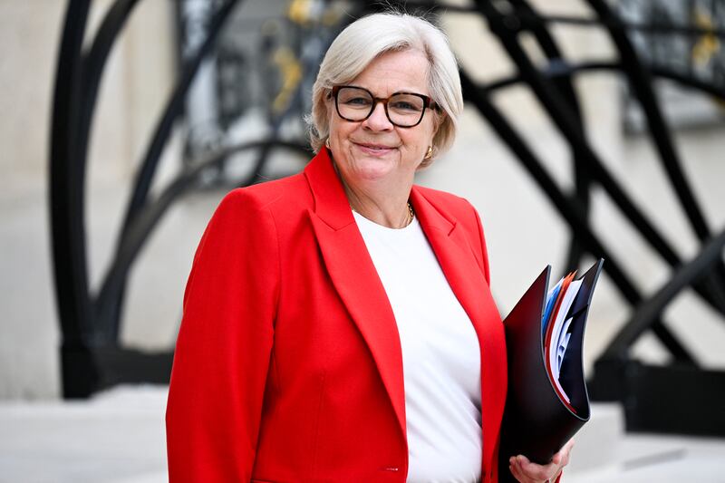 Catherine Vautrin leaves after a weekly cabinet meeting at the presidential Elysee Palace in Paris, on April 16, 2025. (Photo by Magali Cohen / Hans Lucas / Hans Lucas via AFP) (Photo by MAGALI COHEN/Hans Lucas/AFP via Getty Images)