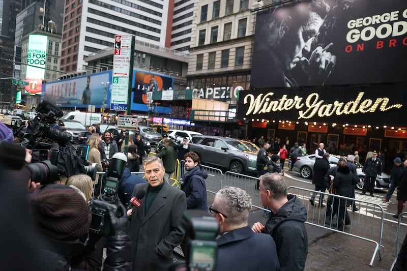 George Clooney outside the Winter Garden Theater