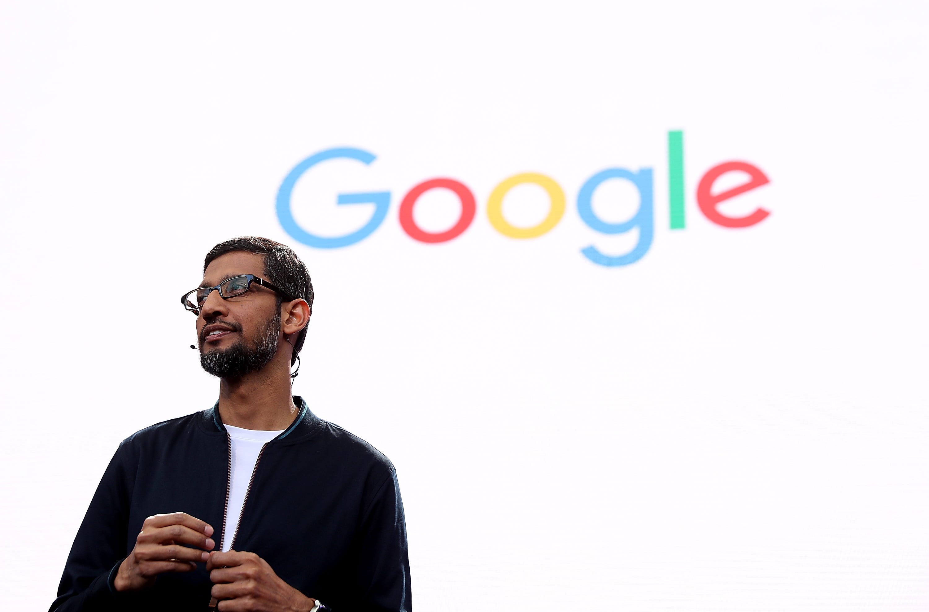 Google CEO Sundar Pichai speaks during Google I/O 2016