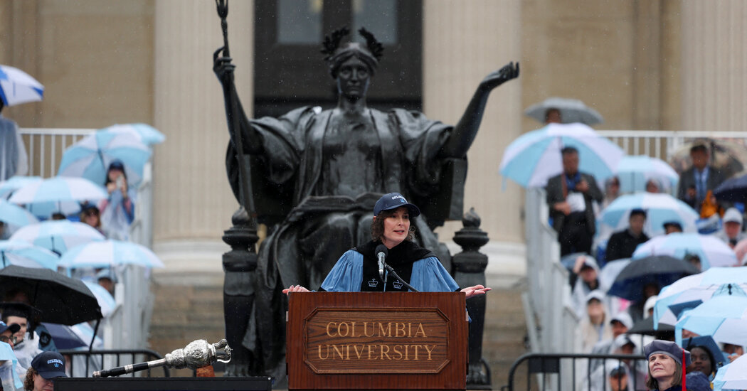 Graduates Boo Columbia’s President at Commencement After a Fraught Year