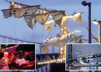 Harrowing footage shows Mexican sailors clinging to rigging for dear life after Brooklyn Bridge crash
