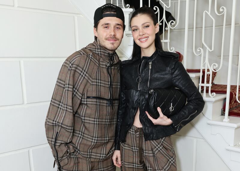 LONDON, ENGLAND - FEBRUARY 24: Brooklyn Beckham and Nicola Peltz attend the after-party for the Burberry Winter 2025 show during London Fashion Week at The Twenty Two on February 24, 2025 in London, England. (Photo by Max Cisotti/Dave Benett/Getty Images for Burberry)