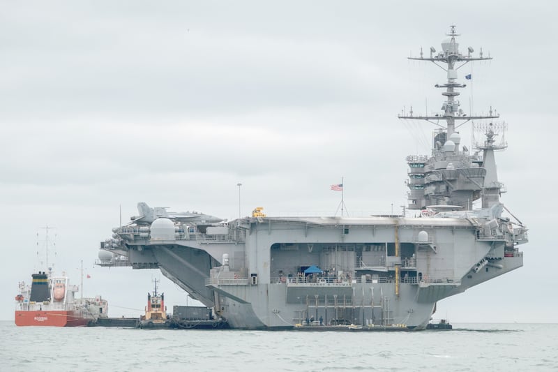 The USS Harry Truman docked near Portsmouth, England, in 2018.