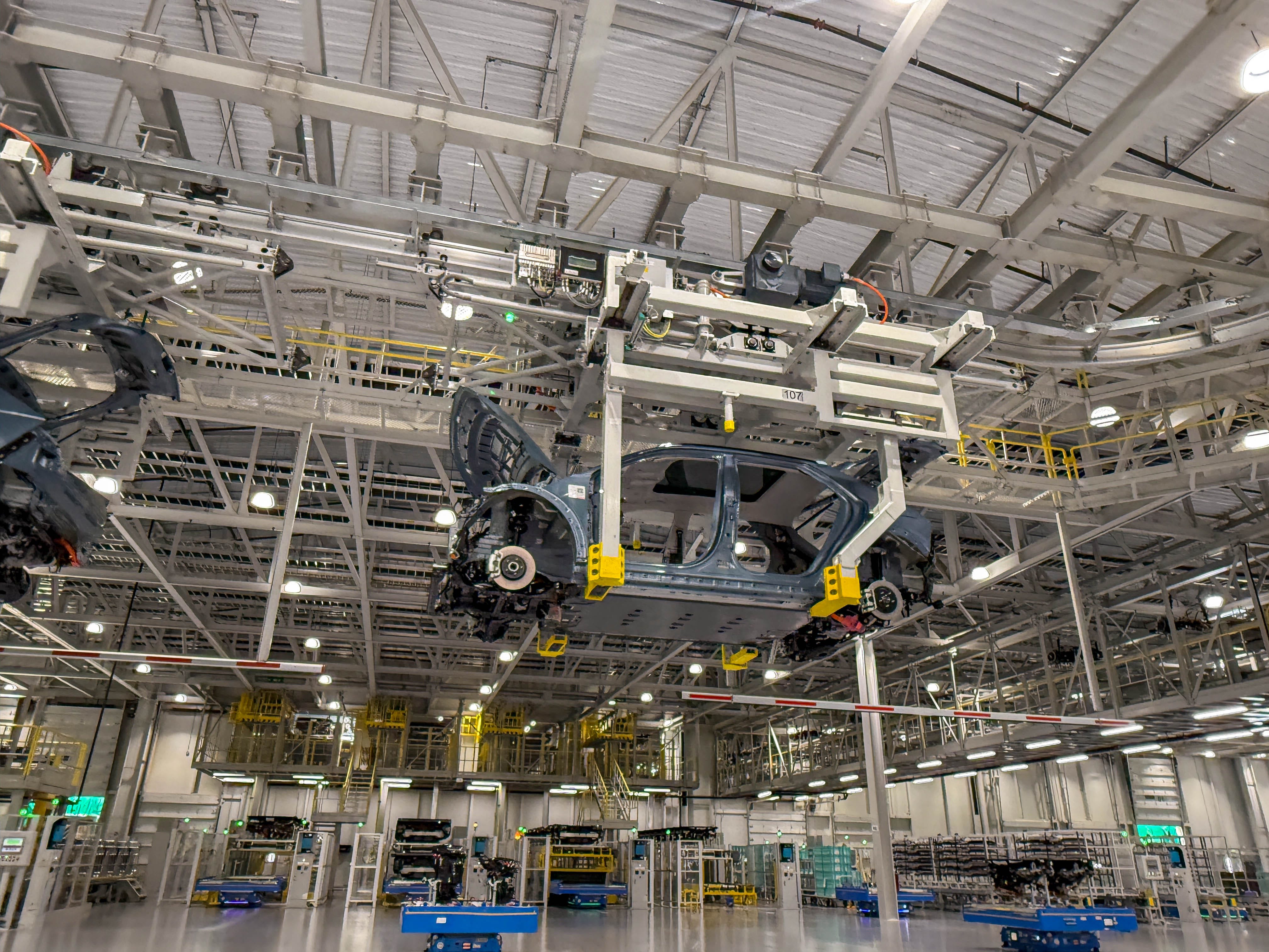 A Hyundai Ioniq 5 EV on the assembly line at the Hyundai Motor Group Metaplant America in Georgia.