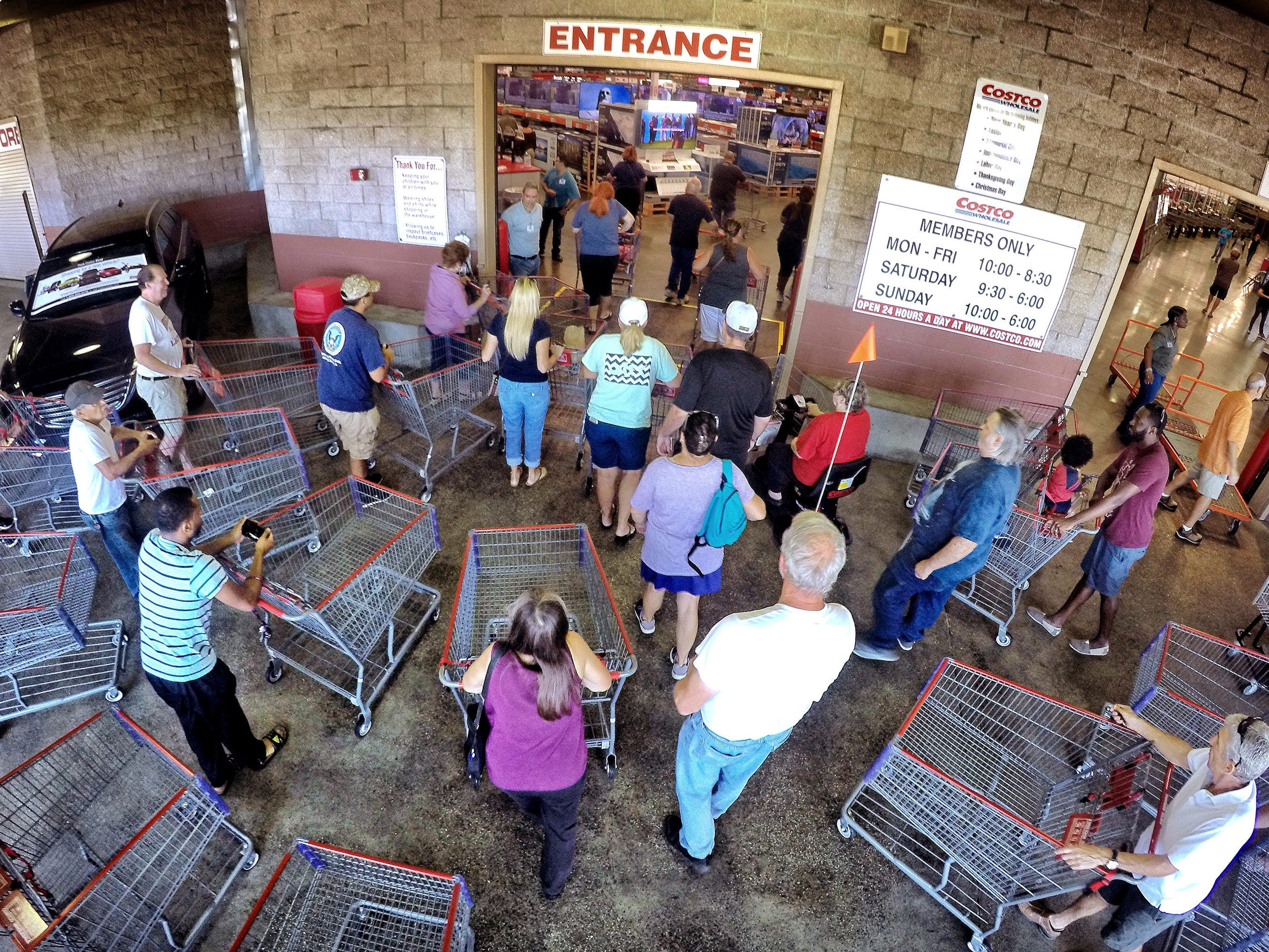 the crowded entrance to costco