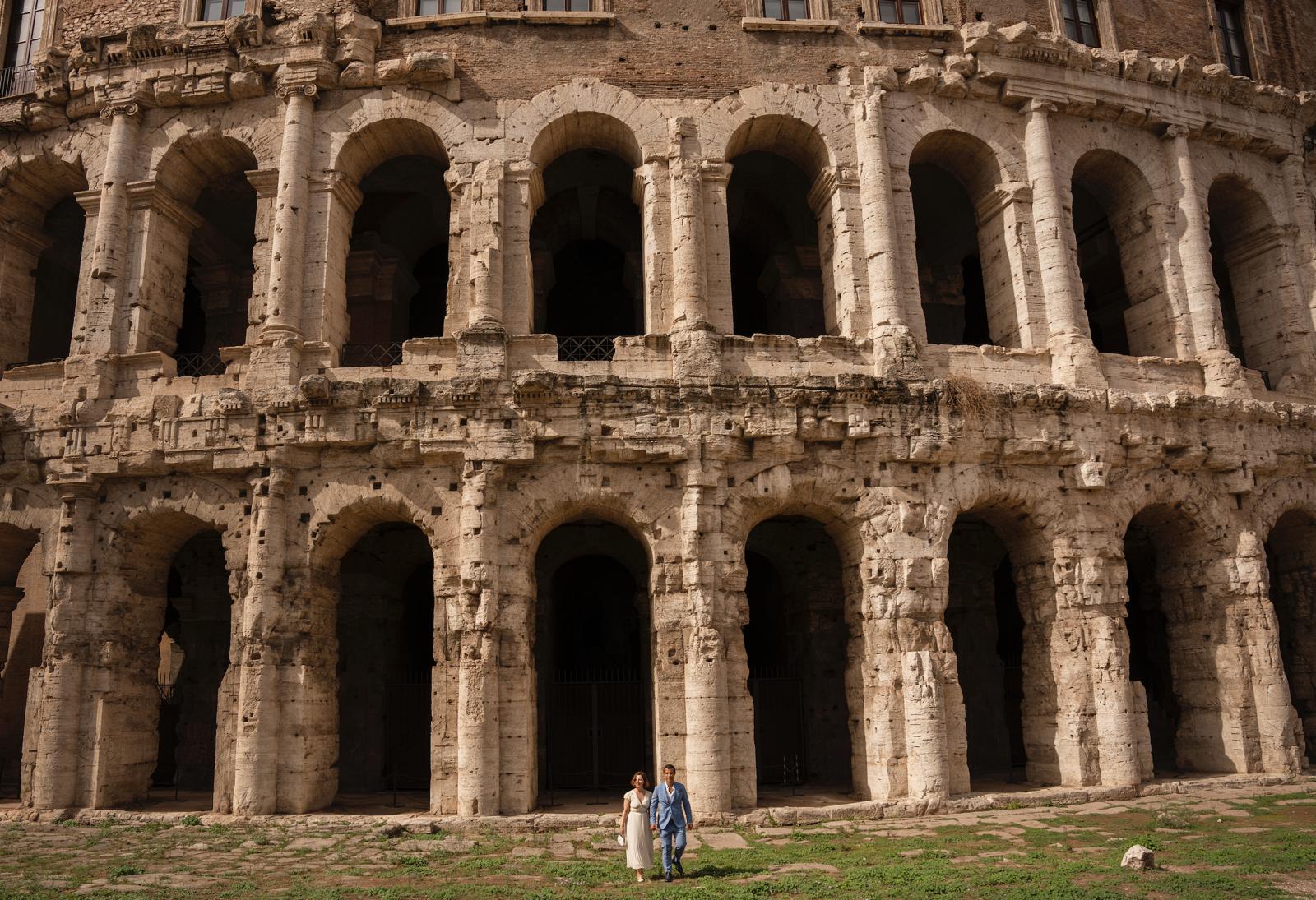 Sema Karaman with her husband in front of the Colosseum in Rome