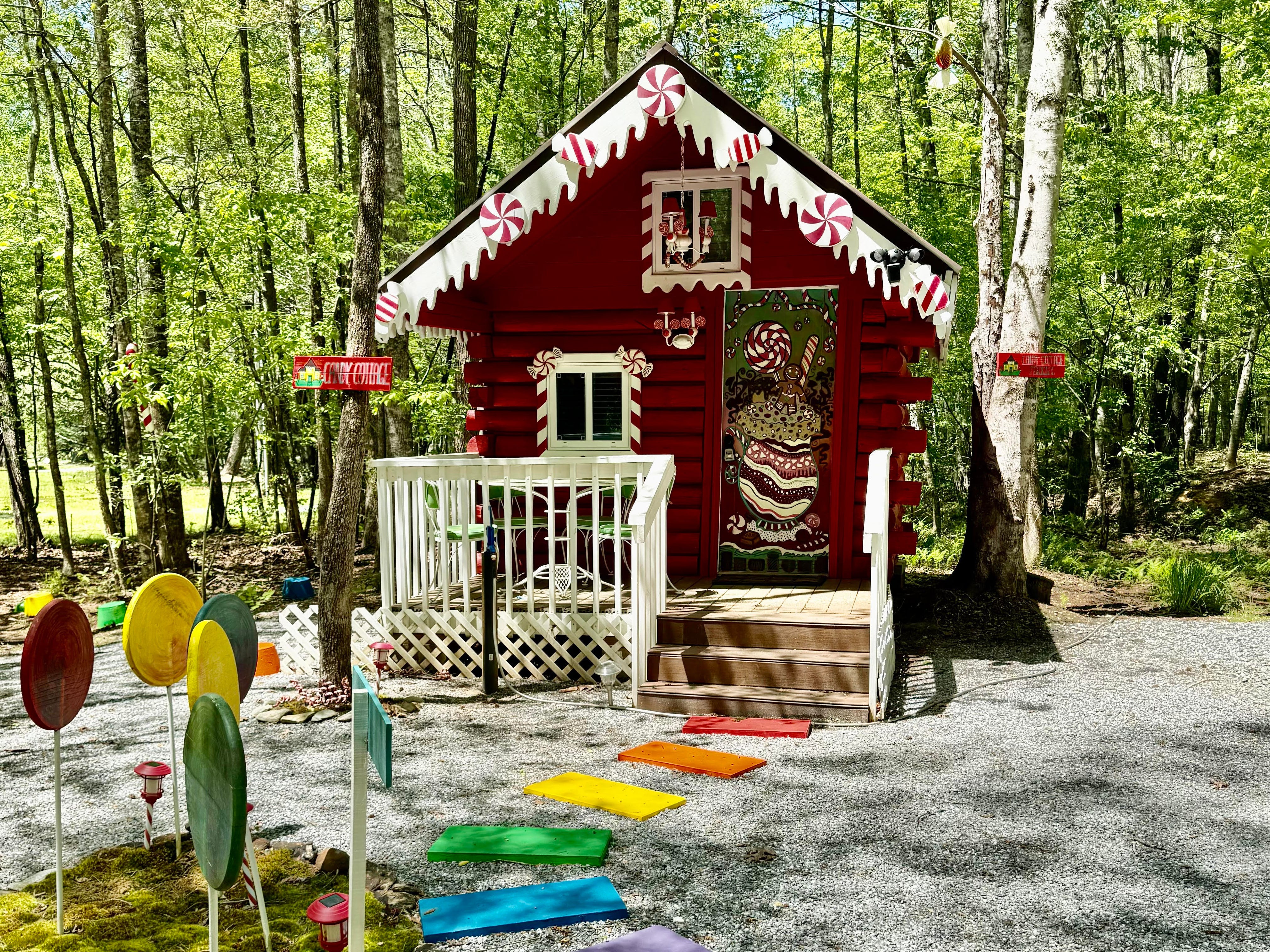 A Candyland-themed cabin at Magical Mountain Resorts.