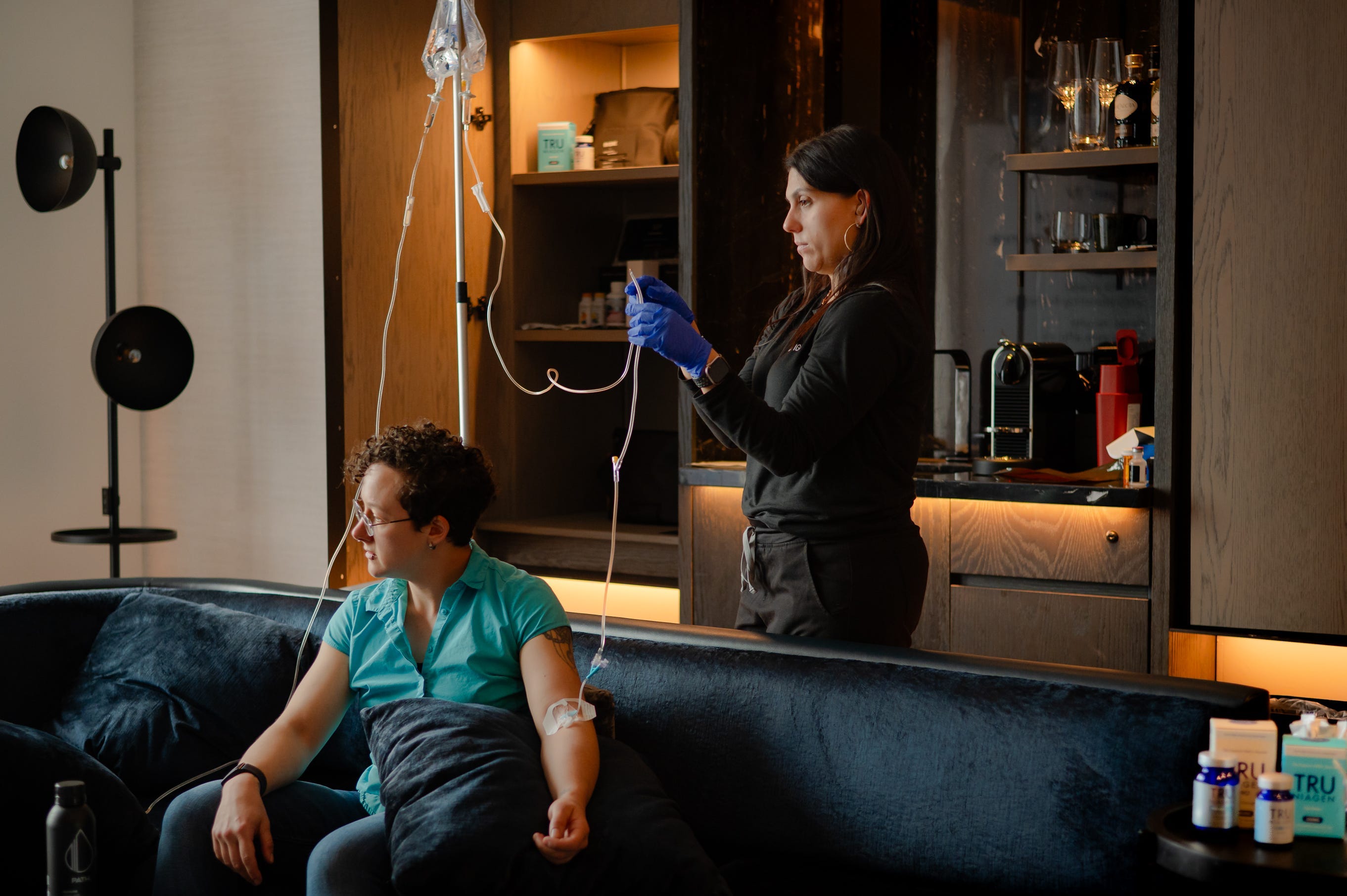 Reporter gets NAD supplement at Equinox hotel.