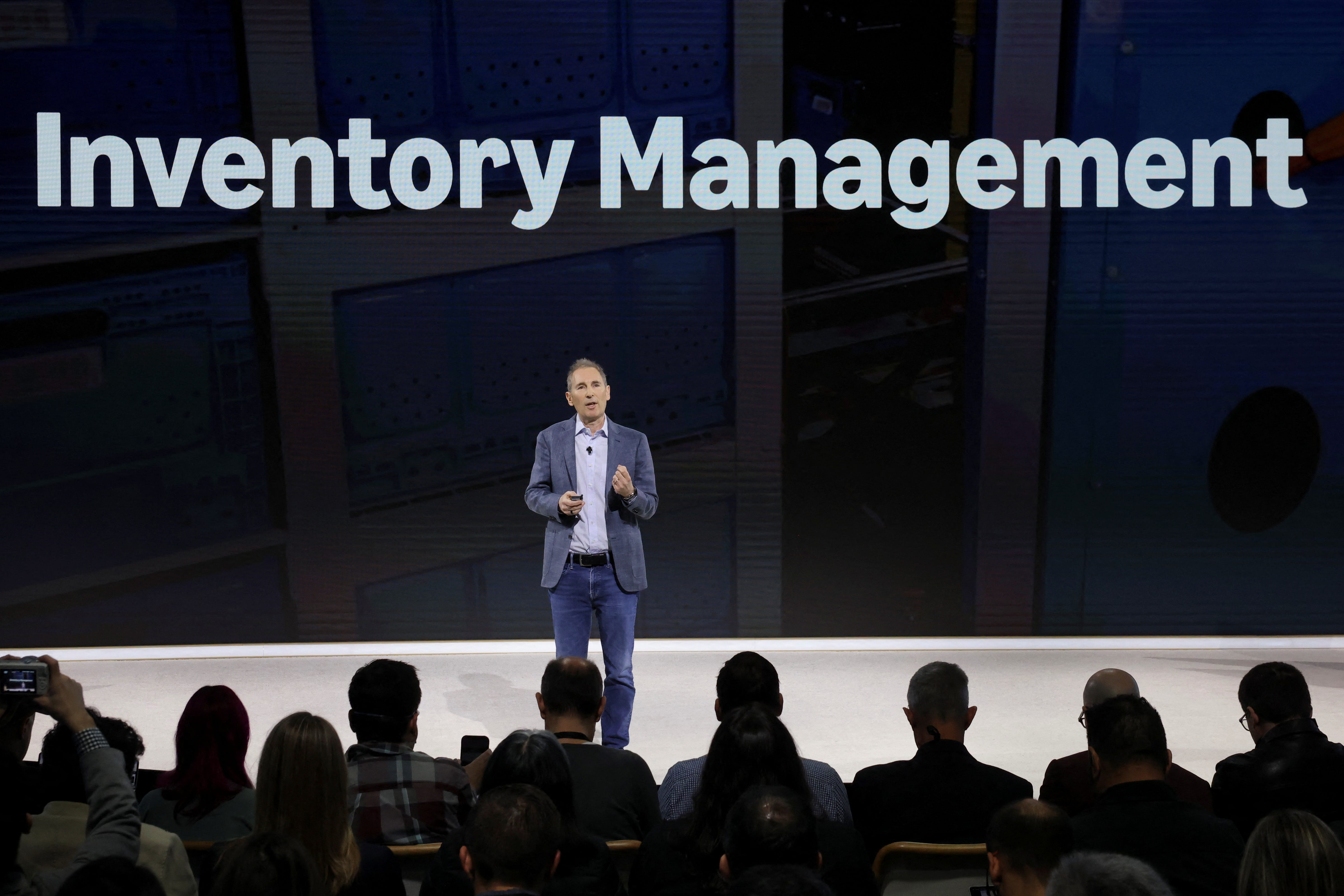 Amazon CEO Andy Jassy speaks during an Amazon Devices launch event in New York City.