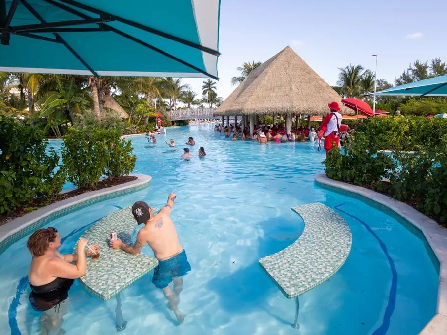 People inside the pool at Royal Caribbean's Perfect Day at CocoCay