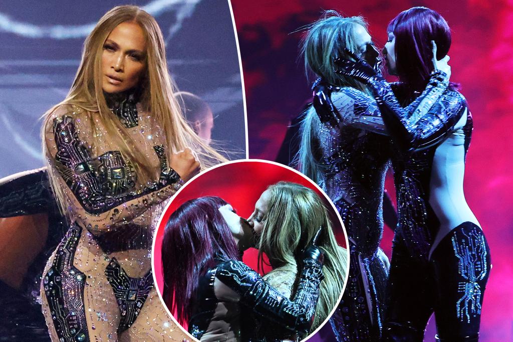 Jennifer Lopez locks lips with backup dancers in electric AMAs 2025 opening performance