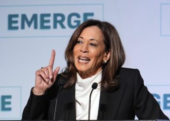 Kamala Harris blasts Trump’s policies in first major speech since leaving office