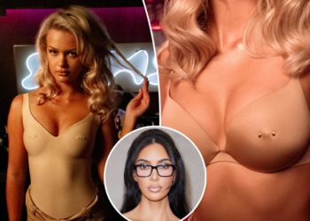 Kim Kardashian upgrades the viral Skims nipple bra with faux piercings