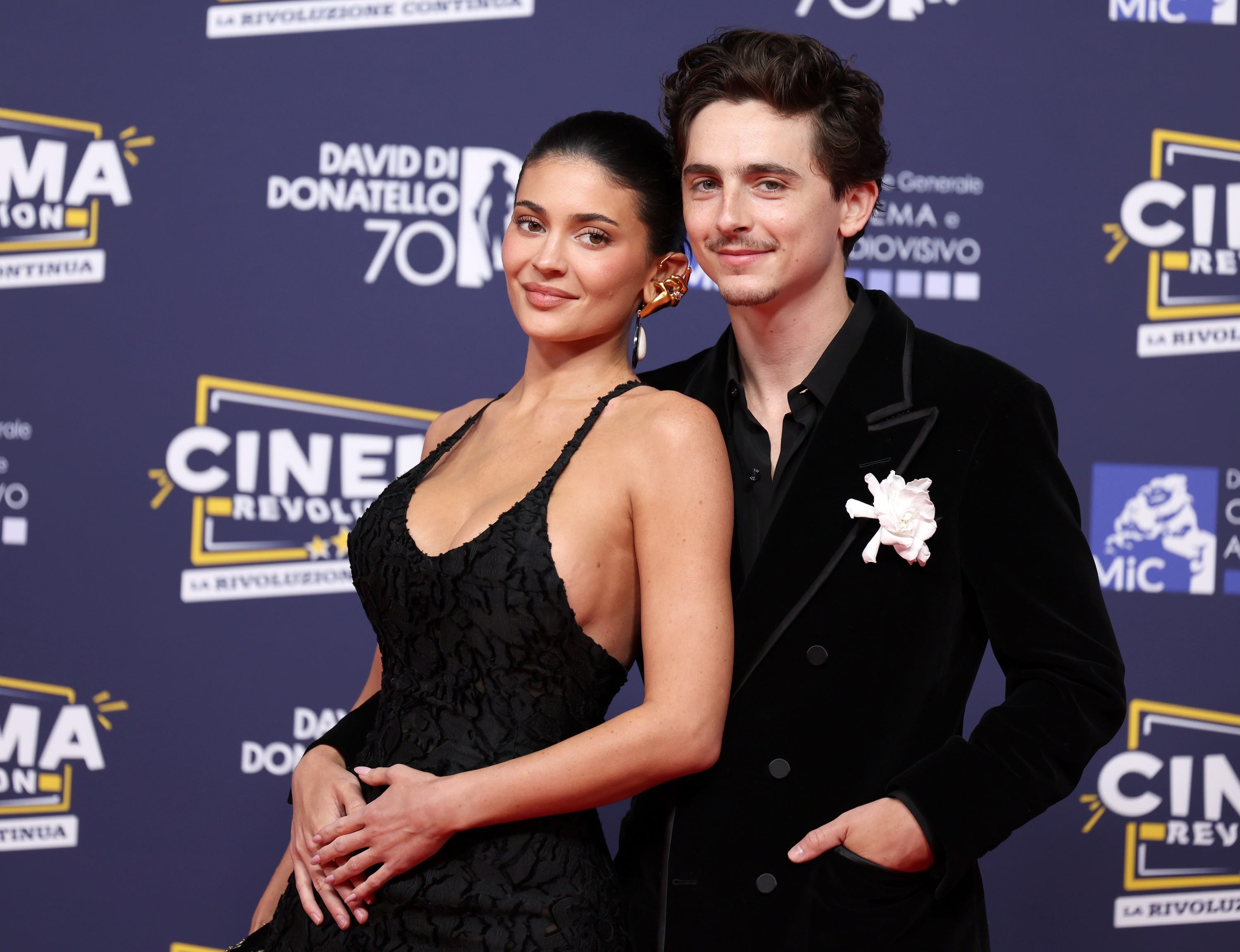 Kylie Jenner and Timothée Chalamet at the 70th David di Donatello Awards in Rome.