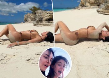 Kylie Jenner rolls around in tiny bikini while in Turks and Caicos with sister Kendall