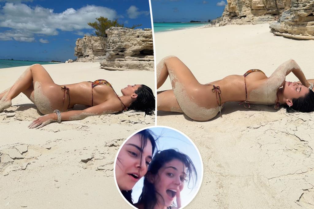 Kylie Jenner rolls around in tiny bikini while in Turks and Caicos with sister Kendall